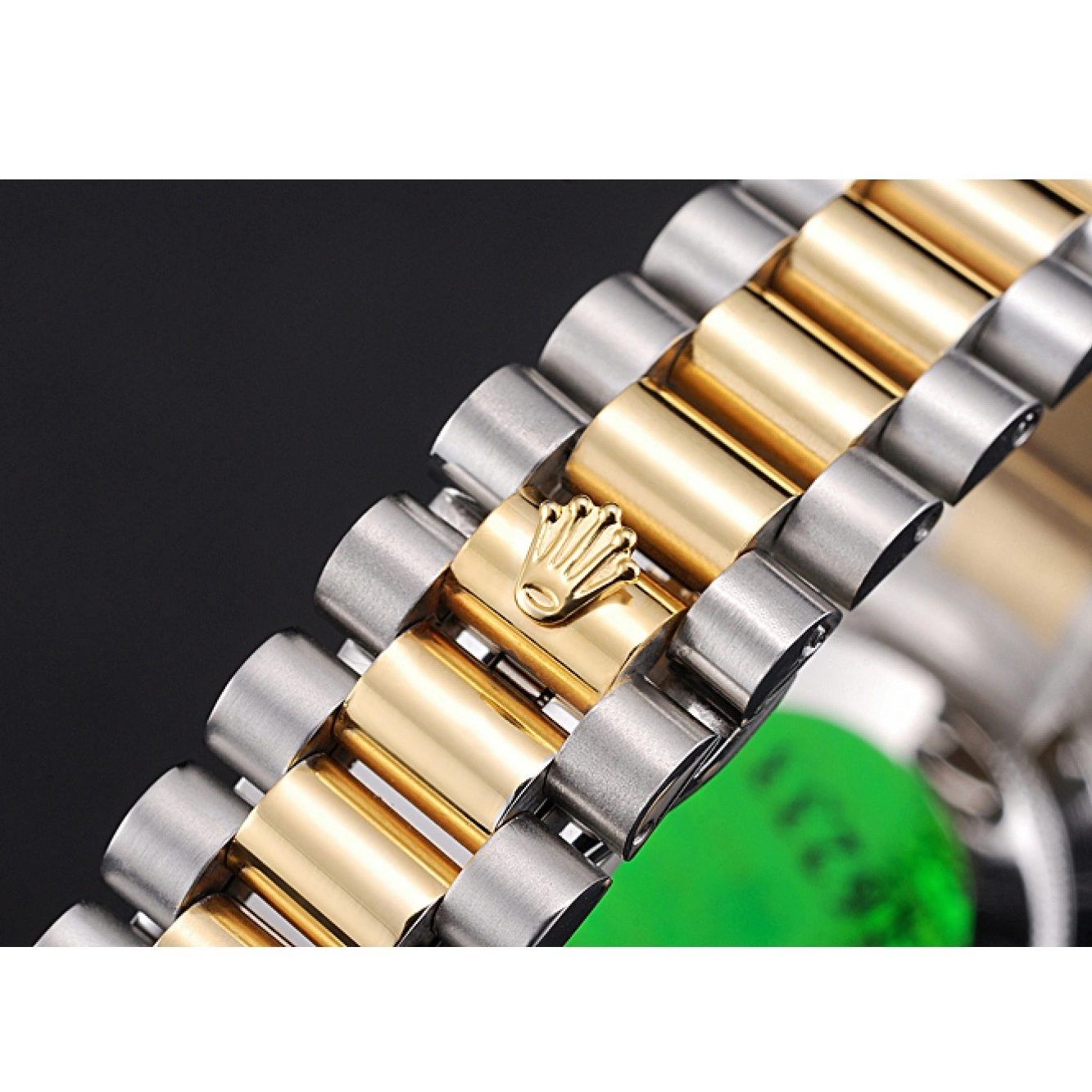 Aaa replica watch 18k Gold Steel Dial Day-Date Stainless Plated Gold Two Rolex Tone 0604